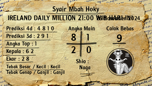 Prediksi Ireland Daily Million 21:00 WIB