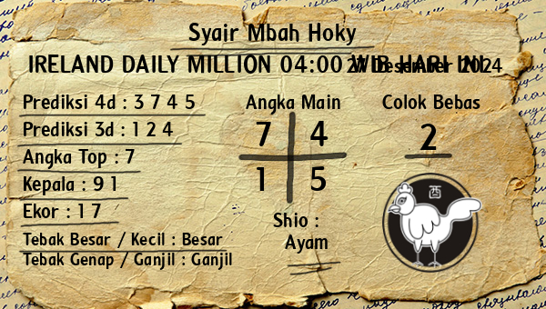 Prediksi Ireland Daily Million 04:00 WIB