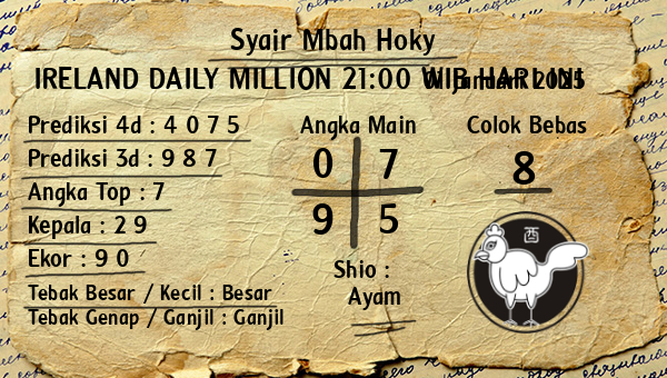 Prediksi Ireland Daily Million 21:00 WIB