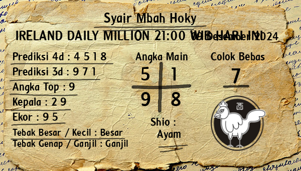 Prediksi Ireland Daily Million 21:00 WIB