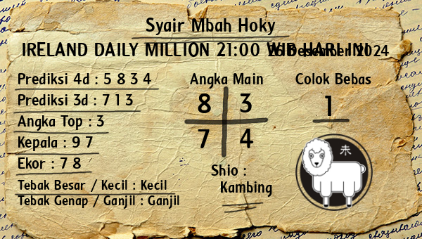 Prediksi Ireland Daily Million 21:00 WIB