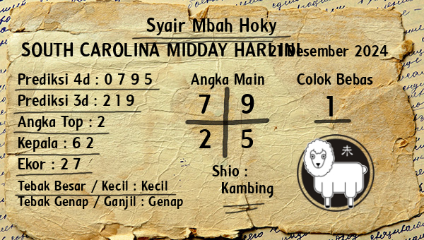 Prediksi South Carolina Midday