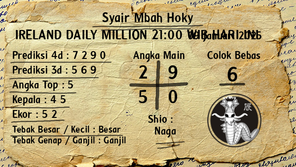 Prediksi Ireland Daily Million 21:00 WIB