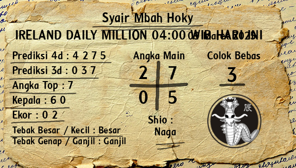Prediksi Ireland Daily Million 04:00 WIB