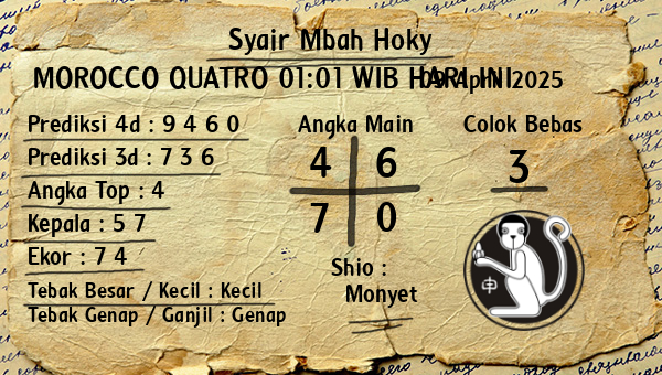 Prediksi Morocco Quatro 01:01 WIB