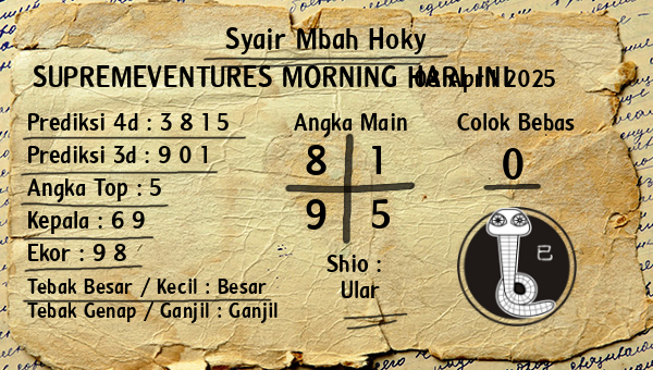 Prediksi Supremeventures Morning