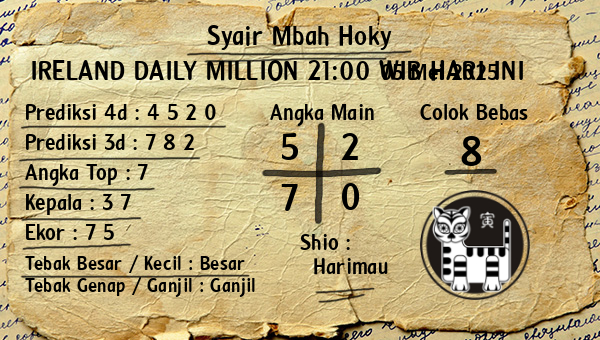 Prediksi Ireland Daily Million 21:00 WIB
