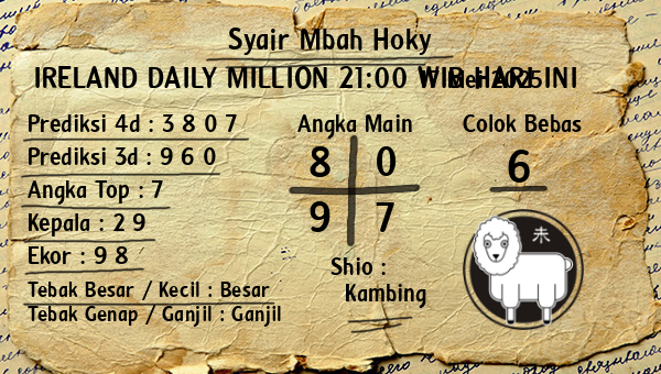Prediksi Ireland Daily Million 21:00 WIB