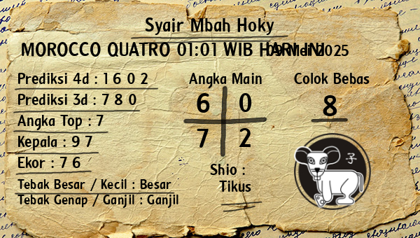 Prediksi Morocco Quatro 01:01 WIB