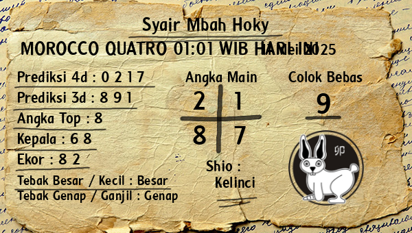 Prediksi Morocco Quatro 01:01 WIB