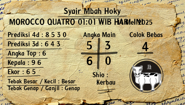 Prediksi Morocco Quatro 01:01 WIB