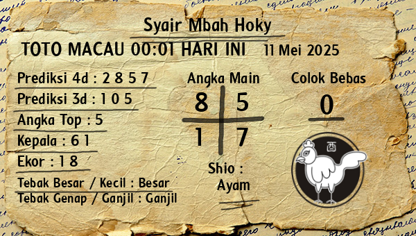Prediksi Toto Macau 00:01