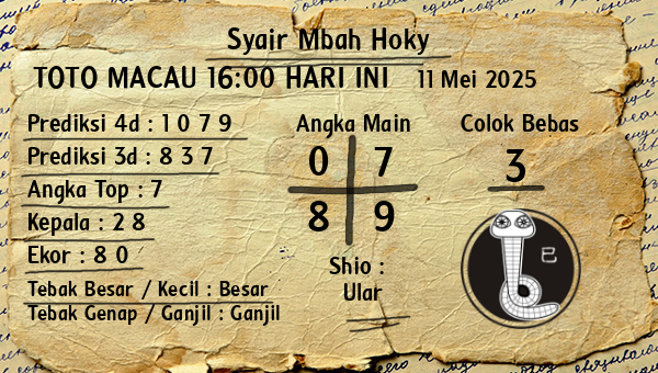 Prediksi Toto Macau 16:00