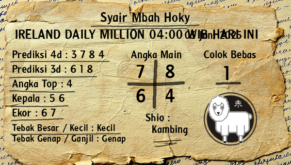 Prediksi Ireland Daily Million 04:00 WIB