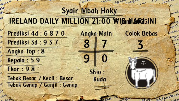 Prediksi Ireland Daily Million 21:00 WIB