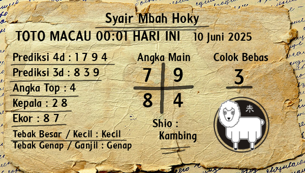 Prediksi Toto Macau 00:01