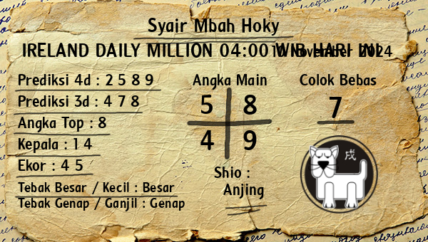 Prediksi Ireland Daily Million 04:00 WIB