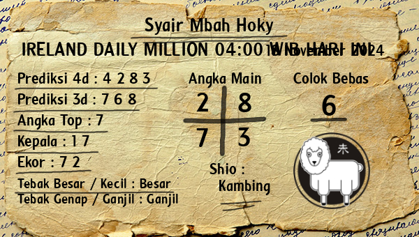 Prediksi Ireland Daily Million 04:00 WIB