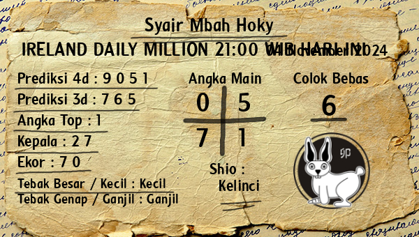 Prediksi Ireland Daily Million 21:00 WIB