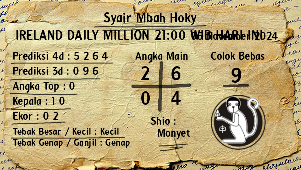 Prediksi Ireland Daily Million 21:00 WIB