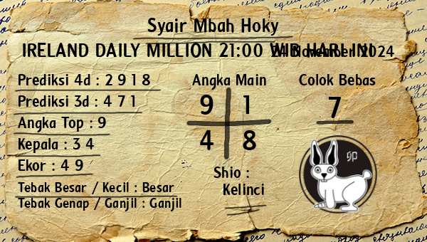 Prediksi Ireland Daily Million 21:00 WIB