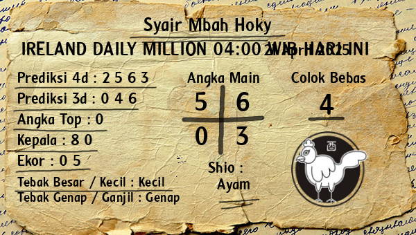 Prediksi Ireland Daily Million 04:00 WIB