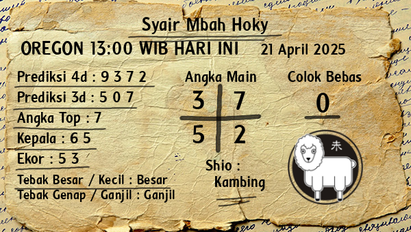 Prediksi Oregon 13:00 WIB